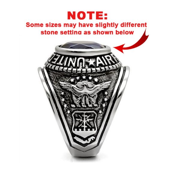 United States U.S. Air Force Ring - USAF Military Rings Silver Blue Stone - Picture 2 of 8
